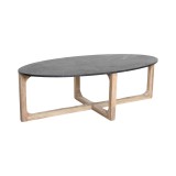 OVAL CAFE TABLE MARBLE BLACK TEAK BASE 120 - CAFE, SIDE TABLES